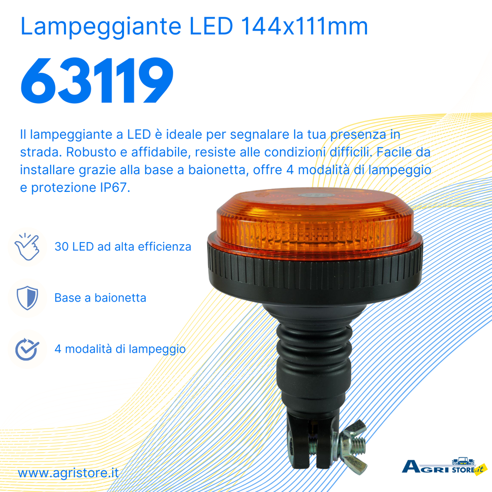 Lampeggiante a LED 12-24V base a baionetta 144x111mm - Ama