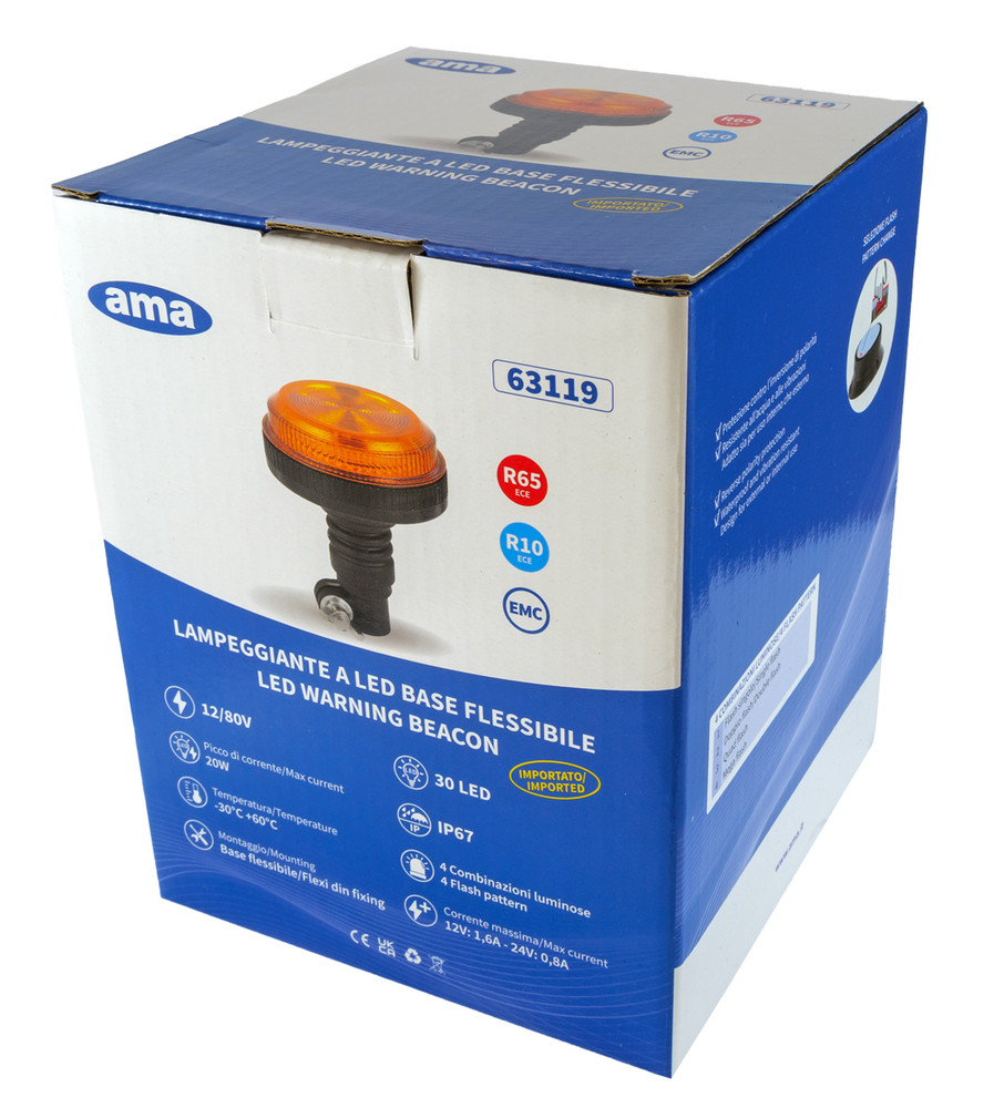 Lampeggiante a LED 12-24V base a baionetta 144x111mm - Ama