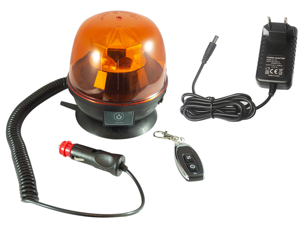 Lampeggiante a batteria con telecomando 12-24V base magnetica - Ama