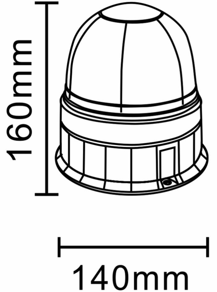 Lampeggiante alogeno per trattori con base piana 24V 70W luce rotazionale - Ama