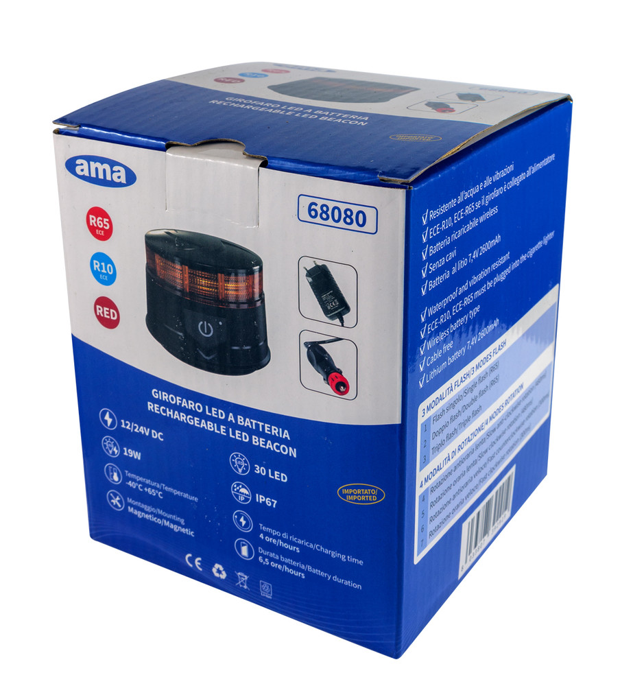 Lampeggiante magnetico LED a batteria 12-24V - Ama
