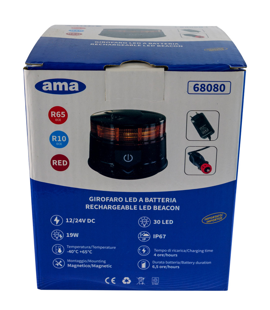 Lampeggiante magnetico LED a batteria 12-24V - Ama