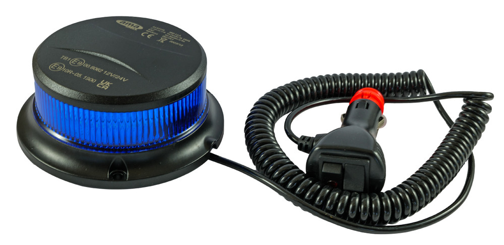 Lampeggiante a led blu 12-24V base magnetica - Ama