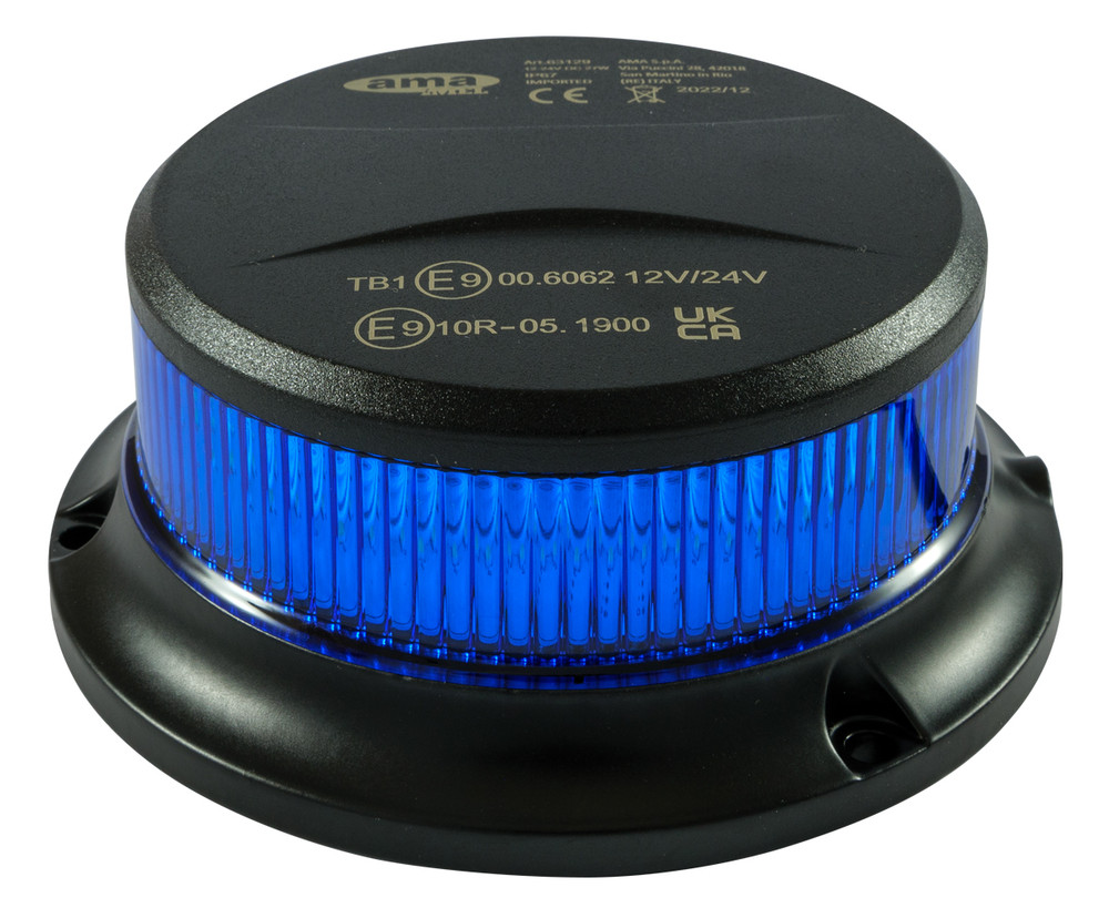 Lampeggiante a led blu 12-24V base magnetica - Ama