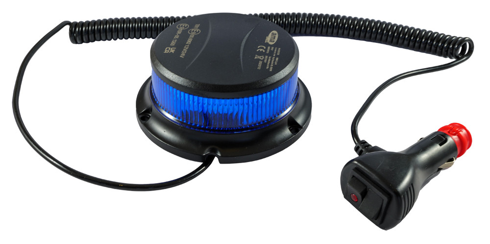 Lampeggiante a led blu 12-24V base magnetica - Ama