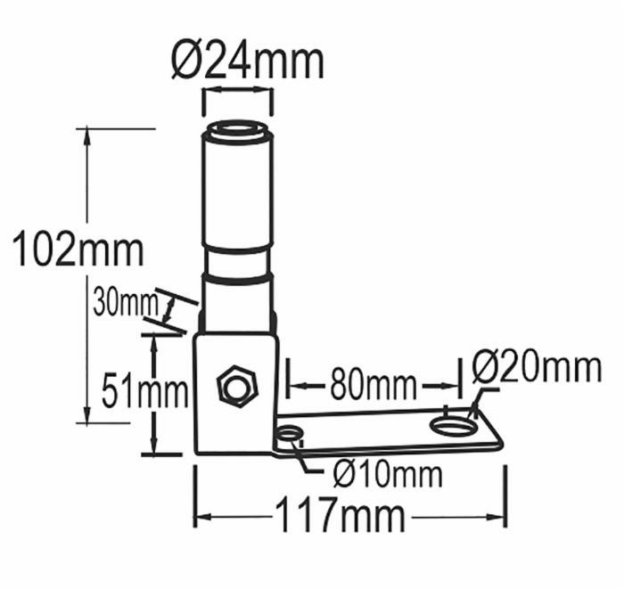Piantone per lampeggiante inclinabile 90° - Ama
