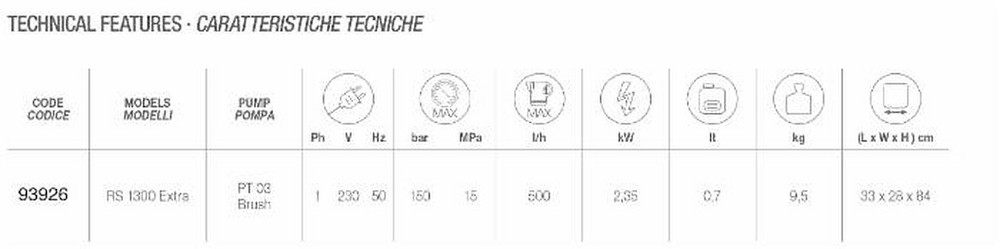 Idropulitrice Mercury RS 1300 Extra 500 L/h - Comet
