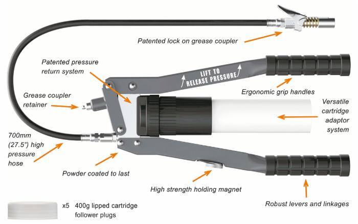 Pompa grasso a 2 leve da 400g - No brand