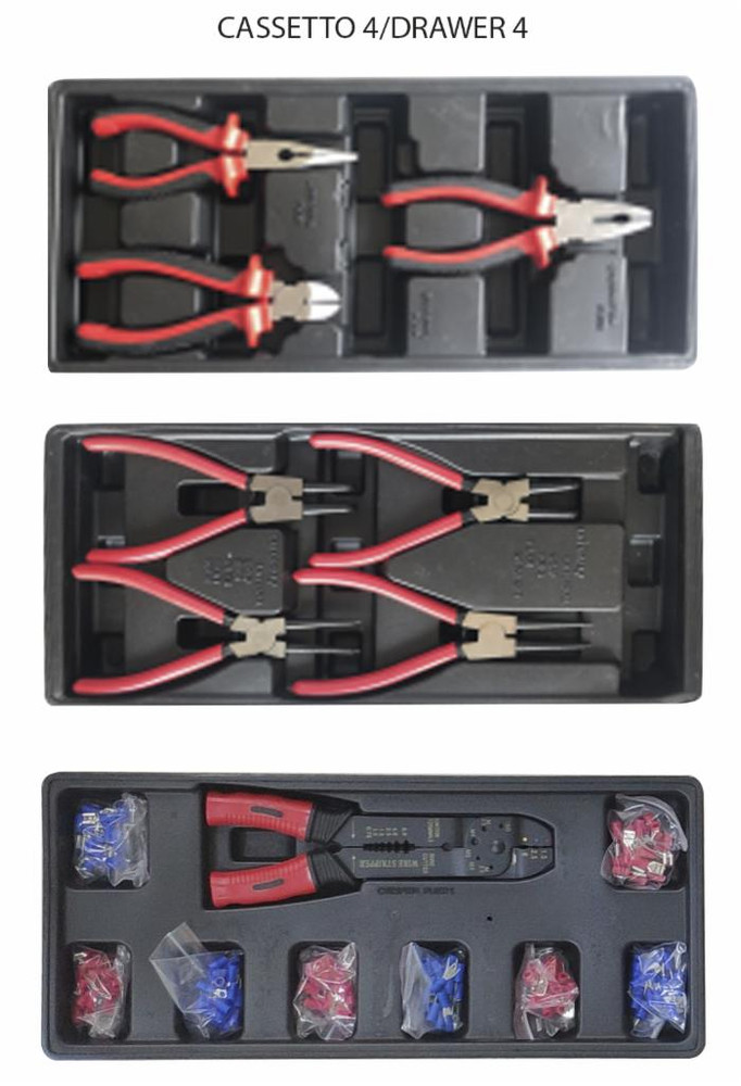 Carrello porta attrezzi professionale da officina Ama 7 cassetti 250 attrezzi assortiti - Ama