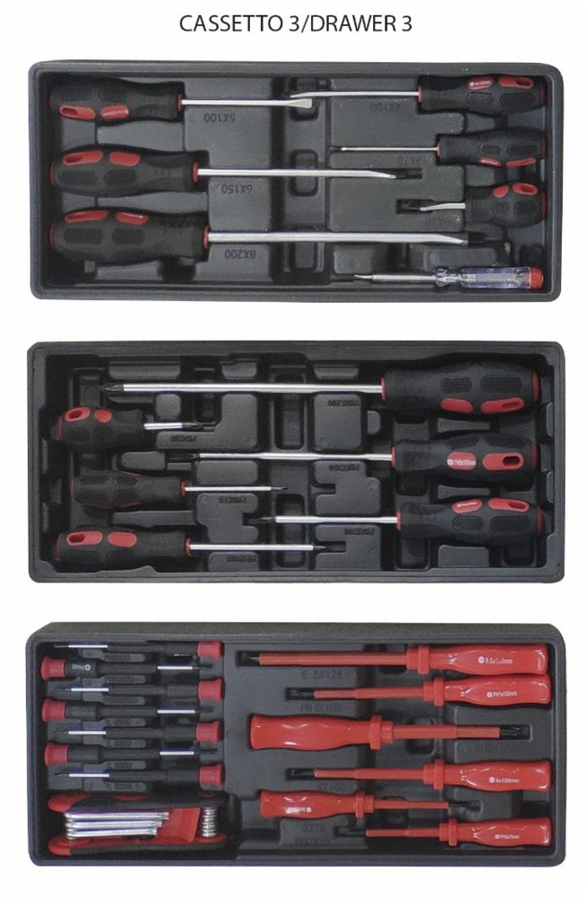 Carrello porta attrezzi professionale da officina Ama 7 cassetti 250 attrezzi assortiti - Ama