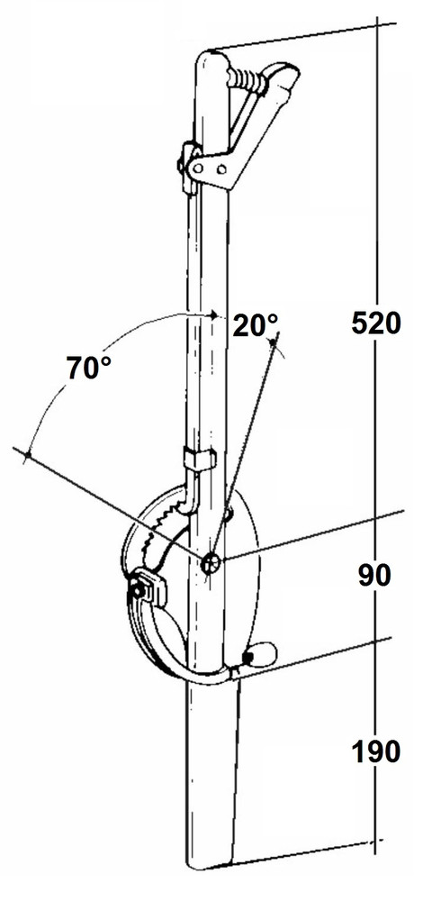 Leva freno a mano per rimorchi con interasse 520mm - Ama