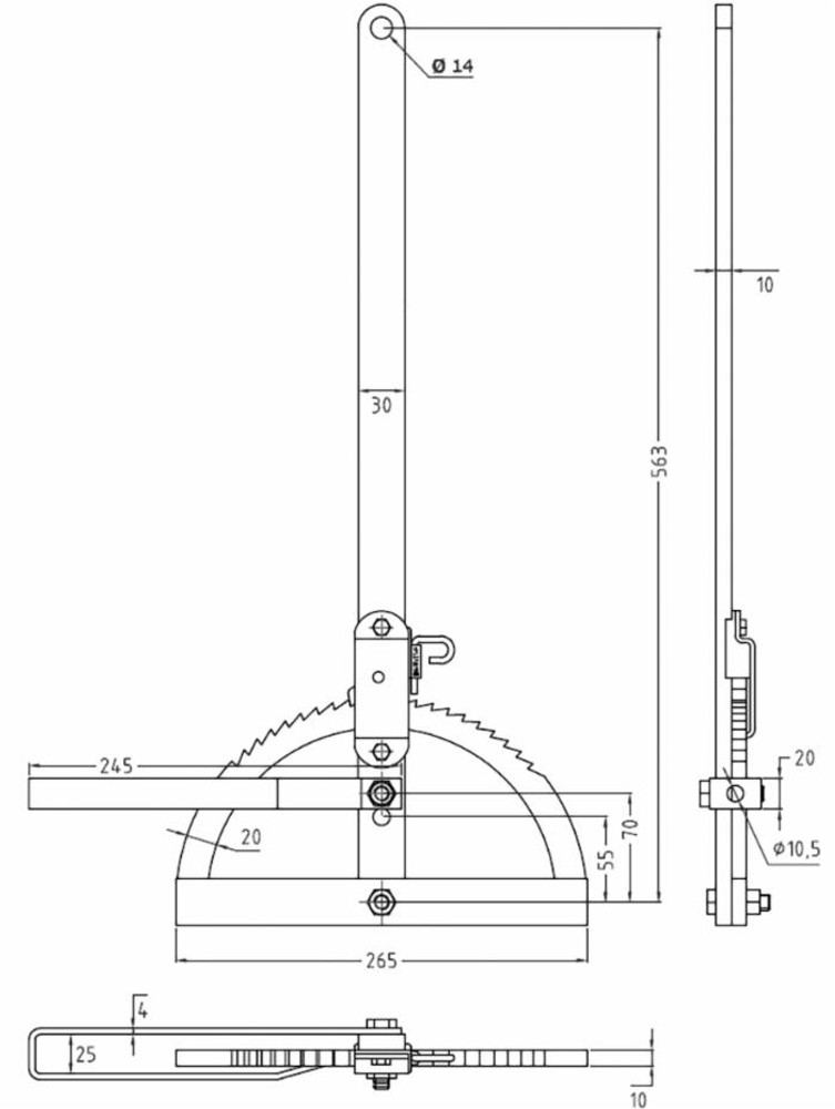 Leva freno a mano modello Francia originale con verniciatura antiruggine 563x265mm - Ama