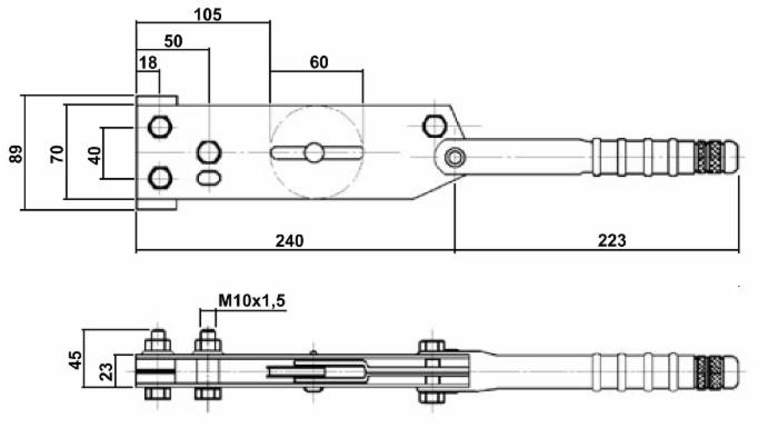 Leva freno a mano per muletti in acciaio 200N cavo 3000N senza carrucola - Ama