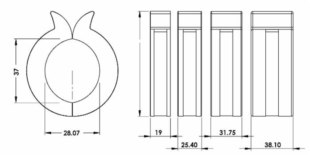 Riduttore di corsa per cilindri spessore 1"1/2 per stelo cilindri Ø25/40mm - Ama