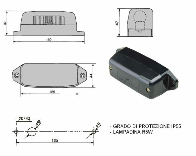 Fanale targa compatibile con trattore fiat 5117942 - Cobo
