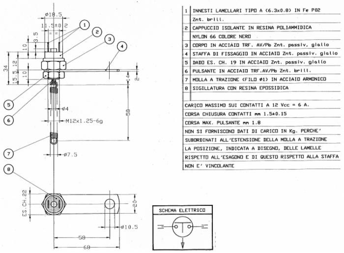 Interruttore meccanico con molla per luce stop - Ama