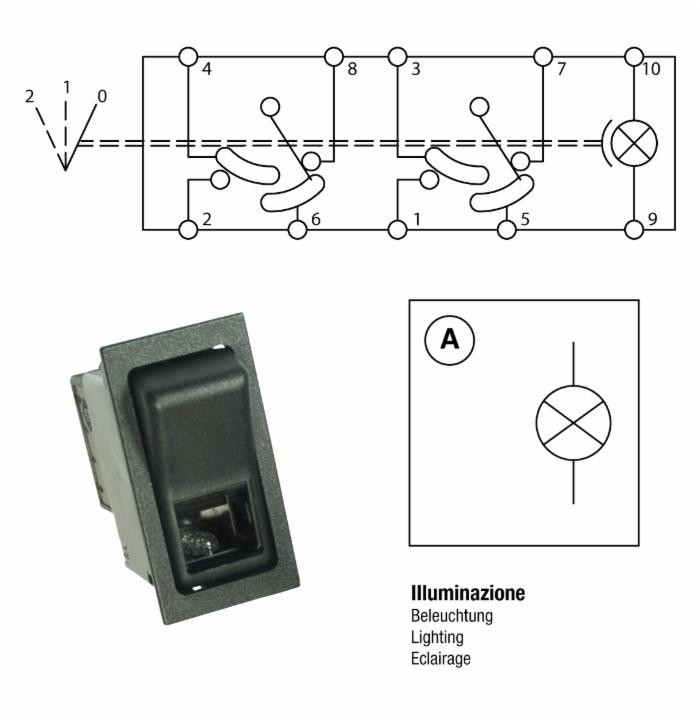 Interruttore basculante OFF-ON-ON 12V luci di posizione - Ama