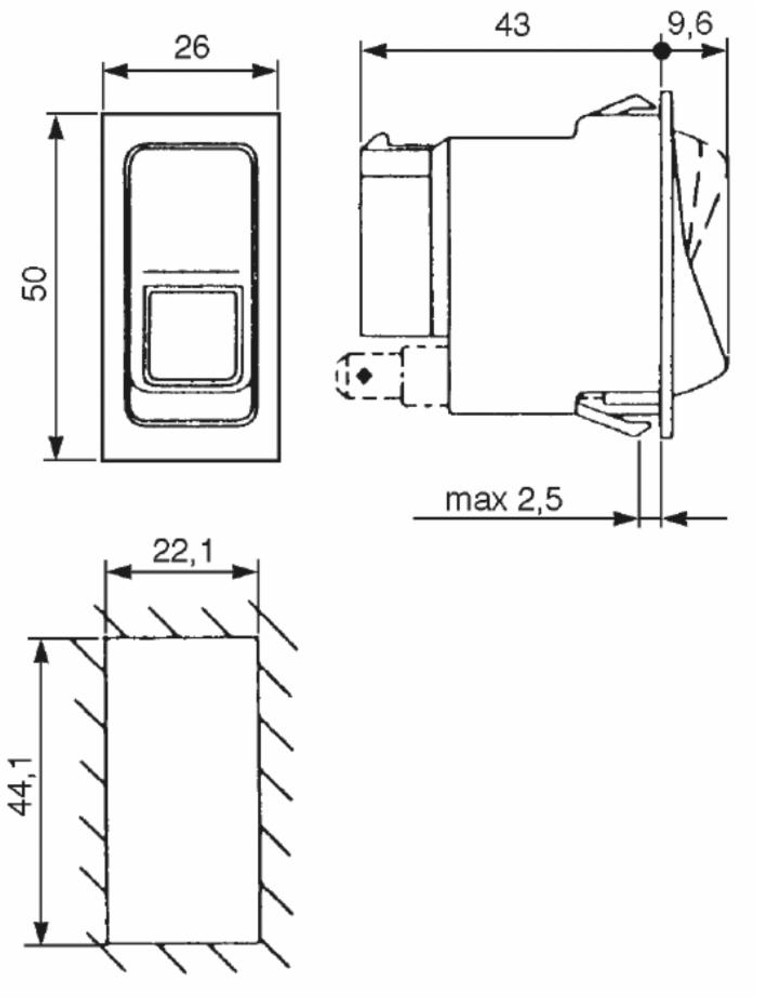 Interruttore basculante ON-OFF 12V luci di emergenza - Ama