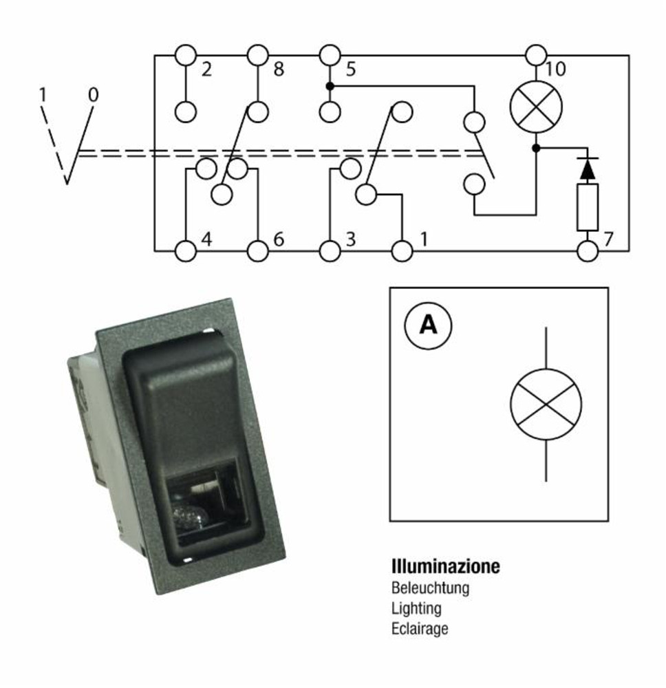 Interruttore basculante ON-OFF 12V luci di emergenza - Ama