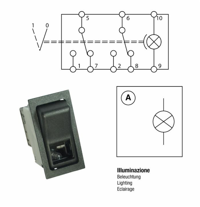 Interruttore basculante ON-ON 12V tergicristalli - Ama