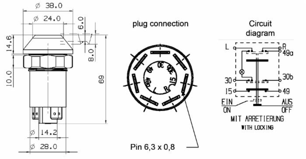 Interruttore a pulsante Pneutron 4 frecce d'emergenza da 12V - Pneutron Interruttore a pulsante Pneutron 4 frecce d'emergenza da 12V - Pneutron