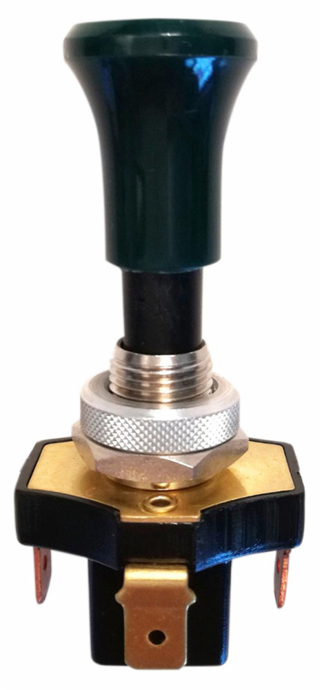 Interruttore a tiretto con ritorno e pomolo verde luminoso 12V 12A - Ama