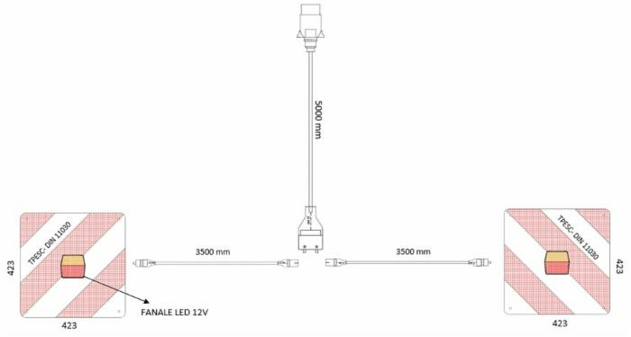 Kit pannelli 423x423mm con fanali LED 12V per segnalazione su strada - Ama