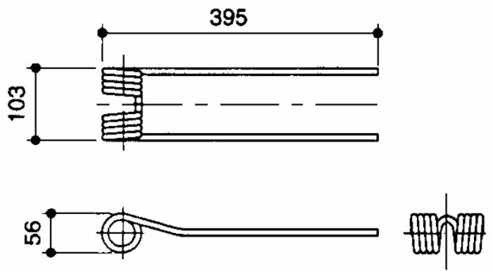 Dente girello adattabile Bcs Borsari filo 9 lunghezza 395mm - Ama