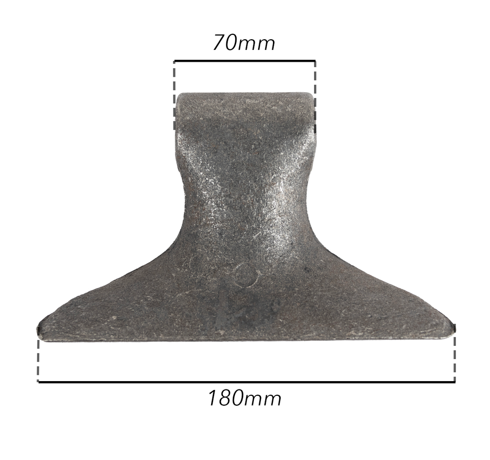 Mazza trincia larghezza 180mm lunghezza 100mm attacco 70mm e foro Ø 17mm adattabile a originale Ferri - Ama