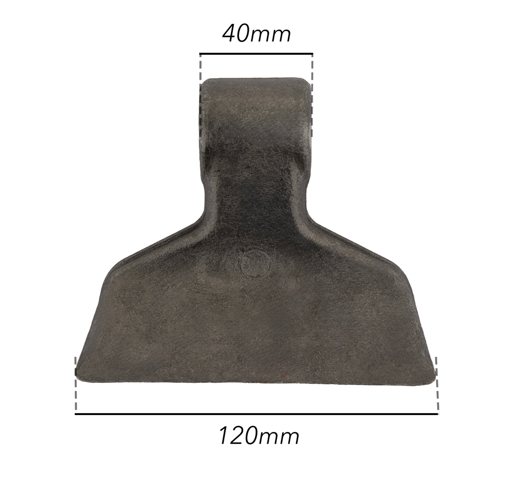 Mazza trincia larghezza 120mm lunghezza 90mm con attacco 40mm e foro 16,5mm - Ama