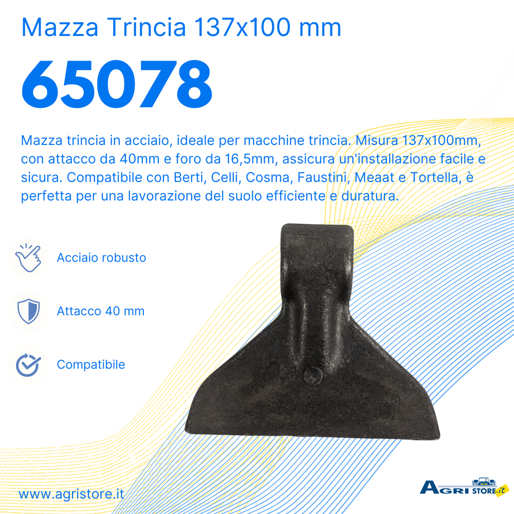 Mazza trincia 137x100mm attacco 40mm e foro 16,5mm - Ama