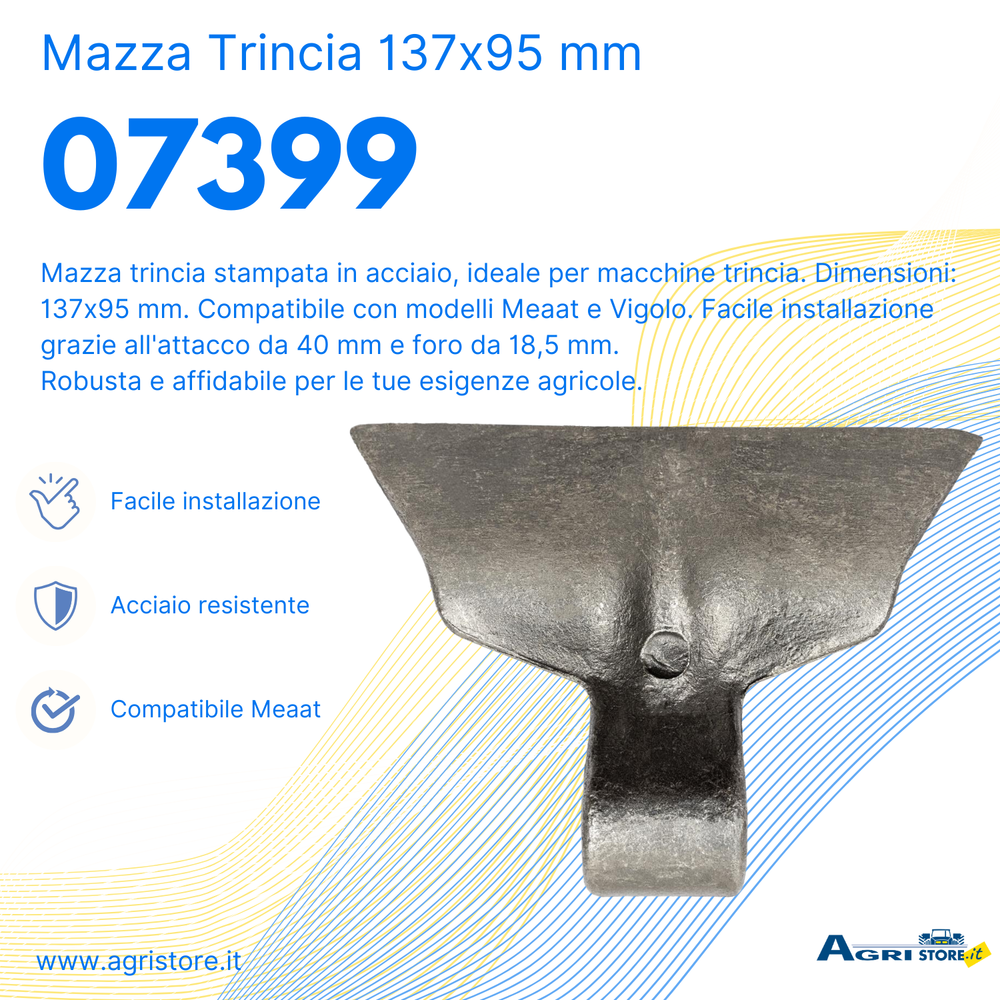 Mazza trincia 137x95mm attacco 40mm e foro 18,5mm - Ama