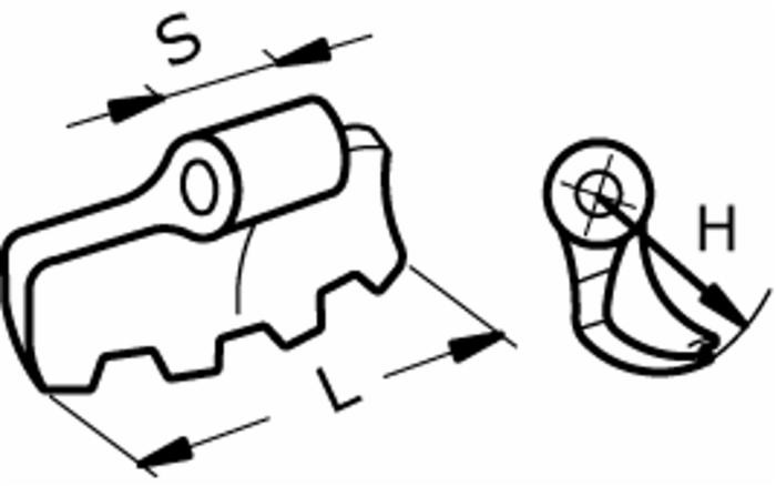 Mazza trincia dentata 155x85mm attacco 70mm e foro 16,5mm - Ama