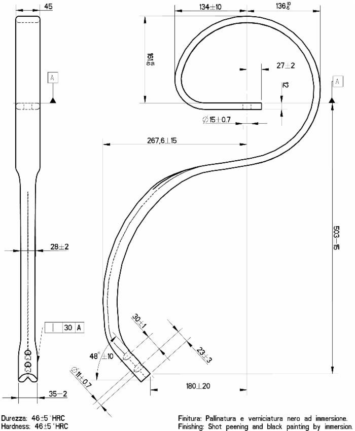 Molla flex 45x12mm con 2 fori interasse 30mm - Ama