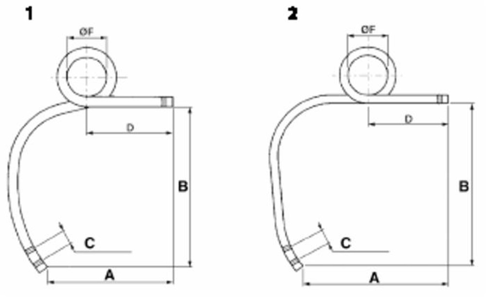 Molla destra alta per coltivatore 30x30mm - Ama