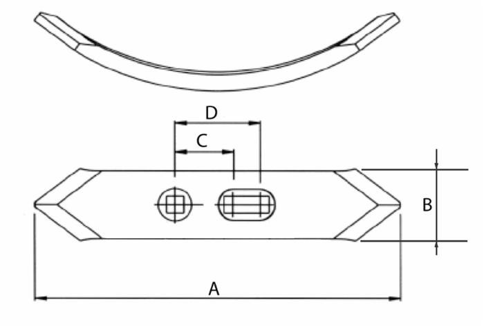 Vomere Ama reversibile con dimensioni di 58x8x230mm e interasse da 42-48mm - Ama