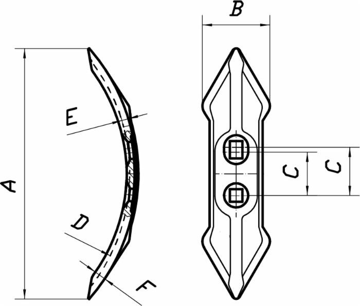 Vomerina reversibile curva 260x70x7mm per ancora estirpatore - Ama