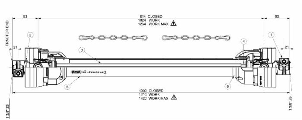 Cardano standard w2400x800 con tubo a limone spinato - Ama Cardan