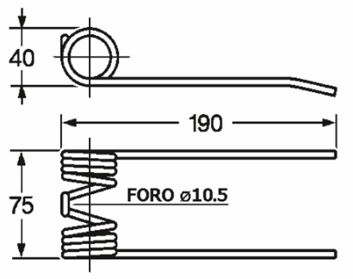 Dente rotopressa adattabile Claas 8214211 foro 10,5 e filo 5 - Ama