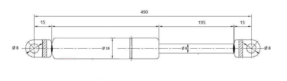 Molla a gas estensione max 490mm 200N adattabile a Fiat - Ama