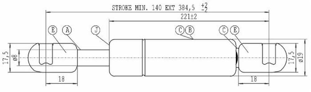 Molla a gas Stabilus estensione max 384,5mm 670 N adattabile al riferimento originale Same 04416545 - Stabilus Molla a gas Stabilus estensione max 384,5mm 670 N adattabile al riferimento originale Same 04416545 - Stabilus