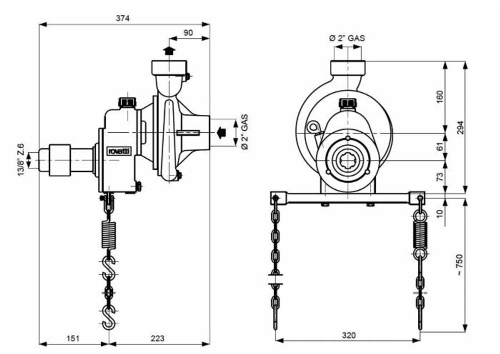 Pompa centrifuga TOF-50 portata max 33mq/h con moltiplicatore e accoppiatore PTO - Ama