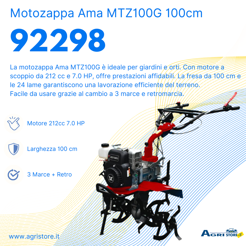 Motozappa Ama MTZ100G a scoppio 212cc - Ama