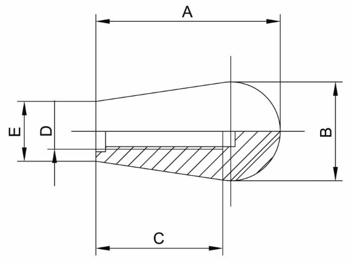Pomello a testa tonda con foro filettato M8 - Ama