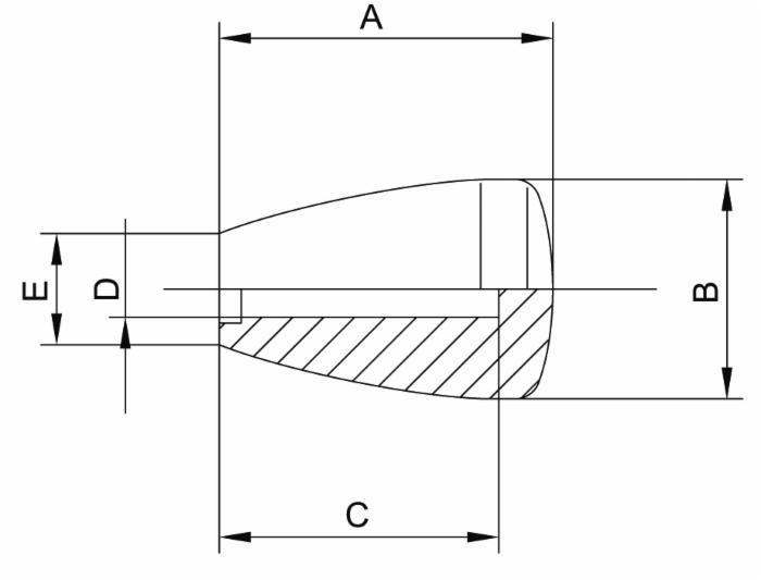 Pomello a testa piatta con foro liscio Ø 8mm - Ama