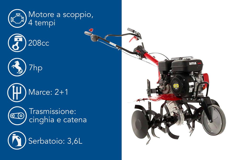 Motozappa Ama MTZ80 da 208cc 7hp - Ama