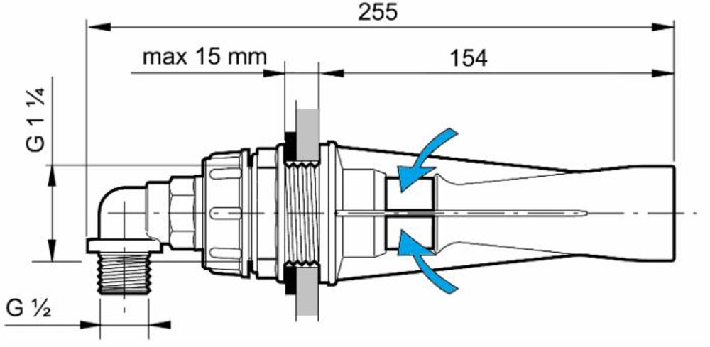 Agitatore idraulico ispezionabile con ugello Ø 1,5mm e raccordo curvo 90° - Arag
