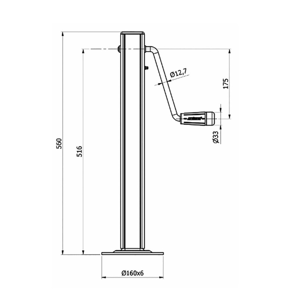 Servotimone con manovella laterale Simol 60x560mm - Simol