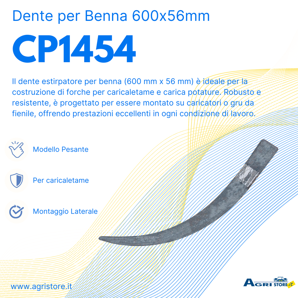 Dente per benna pesante lunghezza 600mm larghezza 56mm - Ama