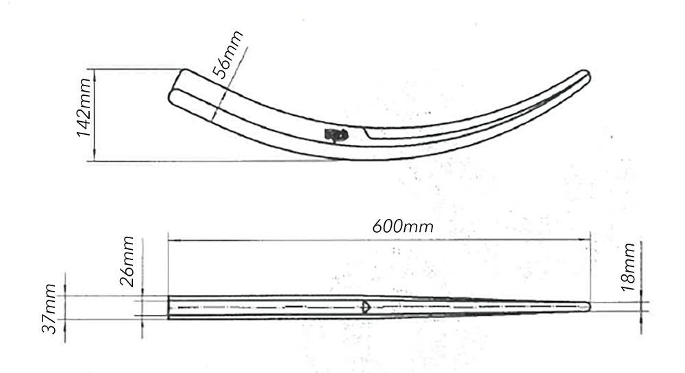 Dente per benna pesante lunghezza 600mm larghezza 56mm - Ama